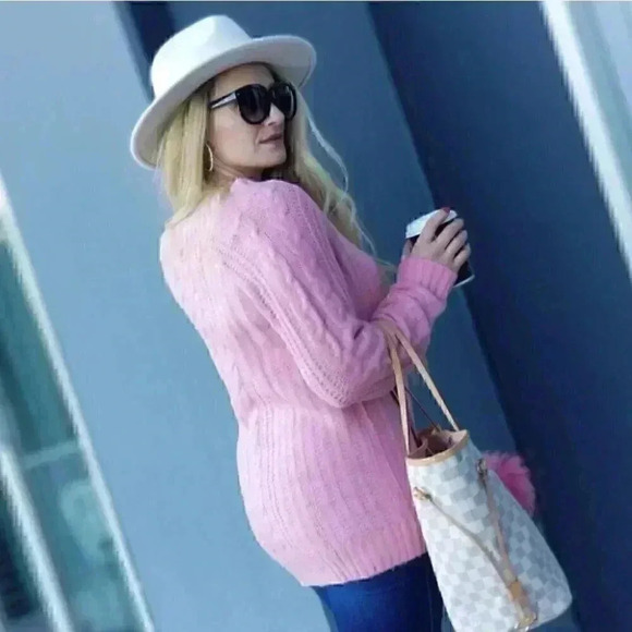 COZY DOLLZ Pink Cable Knit Sweater - Picture 7 of 7